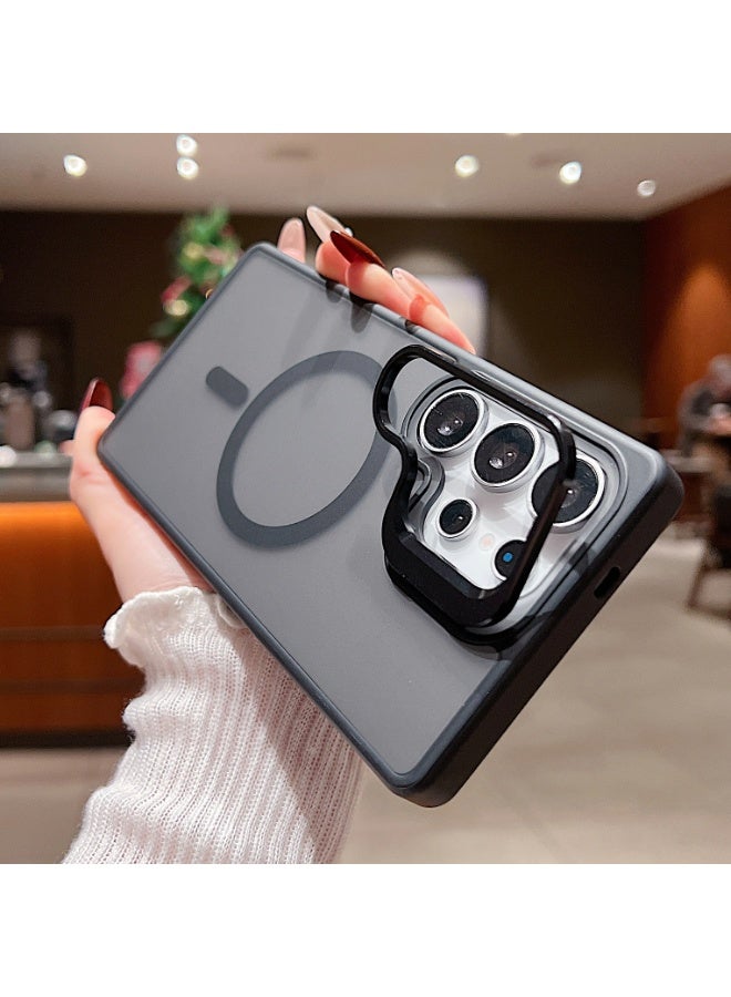 إيغوروف حافظة واقية Samsung S26 Ultra Stand، غطاء خلفي مغناطيسي شبه شفاف غير لامع ومقاوم للصدمات ومتوافق مع MagSafe يتميز بمغناطيسات قوية مدمجة حافظة شاملة فائقة الحماية مصممة لهاتف Galaxy S26 Ultra 5G (أسود) - Image 4